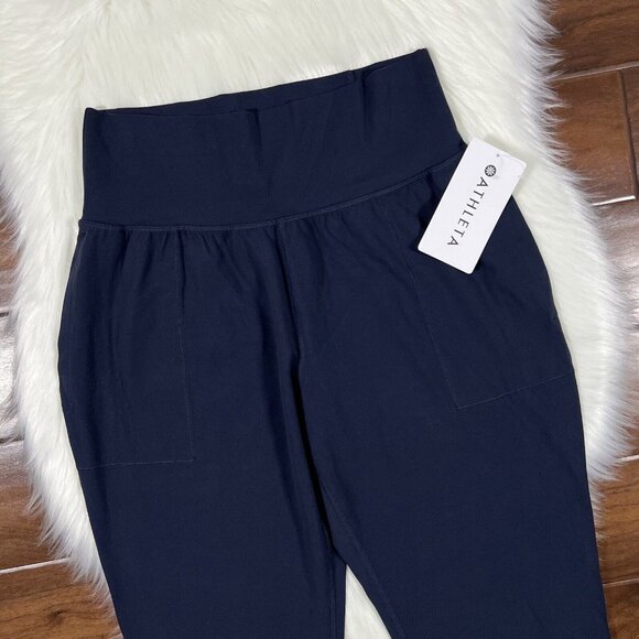 Athleta Women's Size Medium Petite Navy Blue Powervita Salutation Jogger Pants - Picture 2 of 11